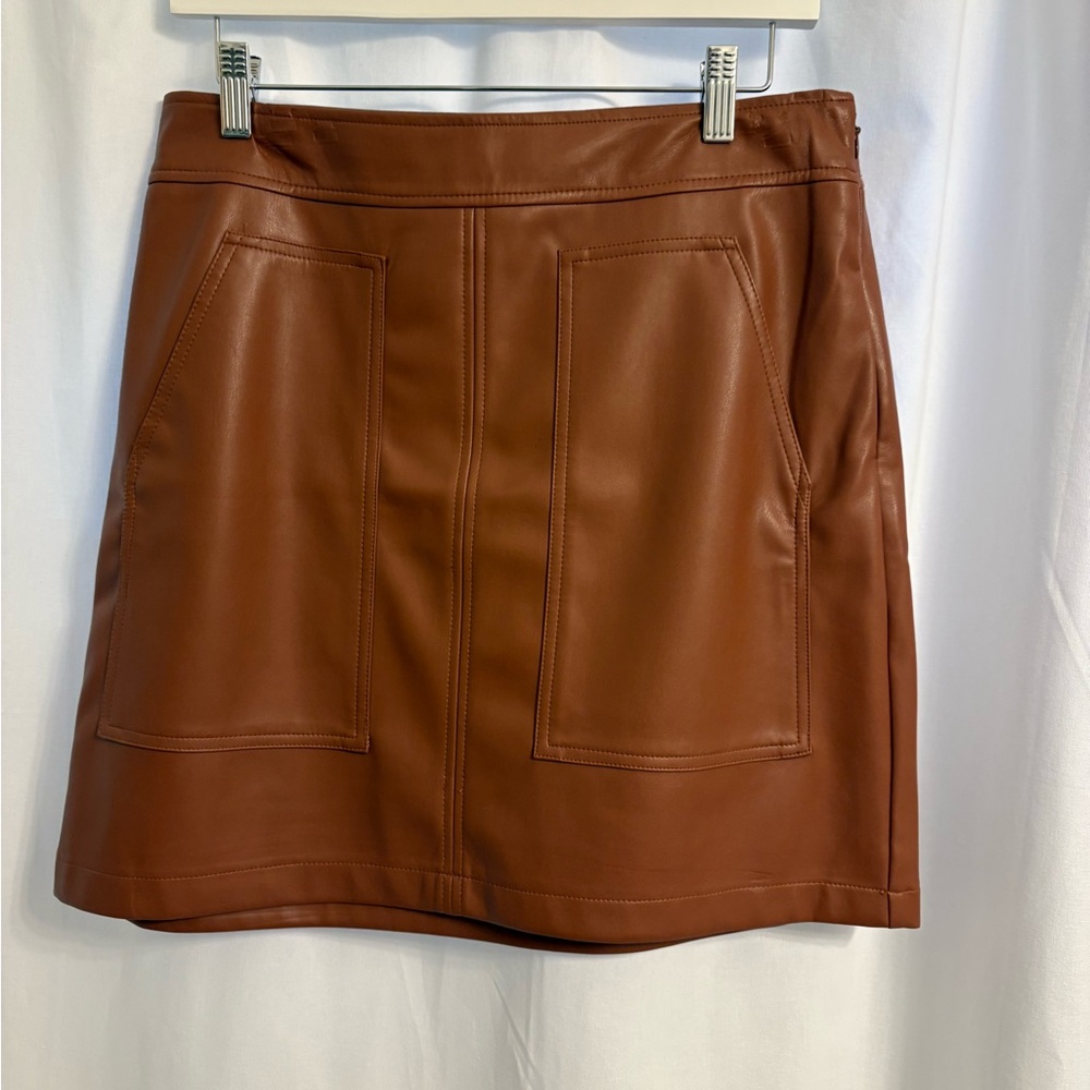 Loft pleather mini skirt with front pockets